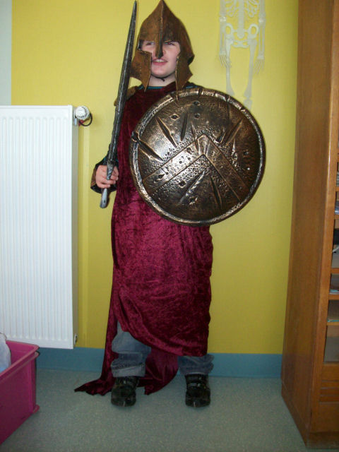 Cédric a eu une tenue de Spartiate